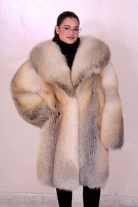 JACKET GOLD FOX FUR COAT FUCHS PELZMANTEL FOURRURE RENARD PELLICCIA VOLPE 狐皮 - Picture 1 of 10