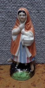 Antique 6" Staffordshire Figure Little Red Riding Hood With Wolf BK - Picture 1 of 4
