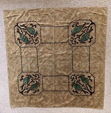 Egyptian Revival Style Velvet Stencilled Tablecloth, IBIS Birds. AS FOUND, BIN
