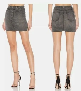 Gonna denim gessata grigia nuova con etichette GRLFRND Blaire Negotiations vita 24 - Foto 1 di 5