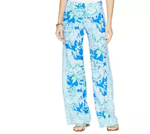 Womens Lilly Pulitzer Bal Harbour Palazzo Pant Blue Current Sz XXS - Picture 1 of 3