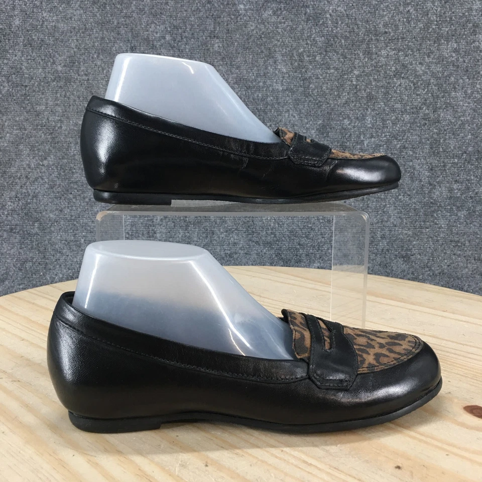 Munro Zapatos Mujer 5M Carrie Leopardo Penny Mocasín Cuero Cómodo Sin Cordones Negro Foto 1 de 4