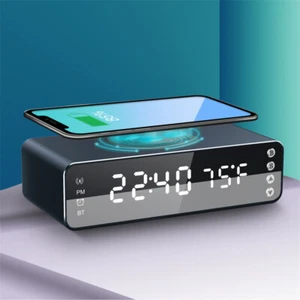 3 in 1 Digital Alarm Clock Wireless Charger Dock Alarm Clock Thermometer - Picture 1 of 14