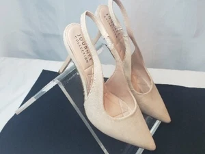 Damenschuhe Größe 8,5 Journee Collection Fersenriemen beige Wildleder 4"-Absatz Pumps - Bild 1 von 11
