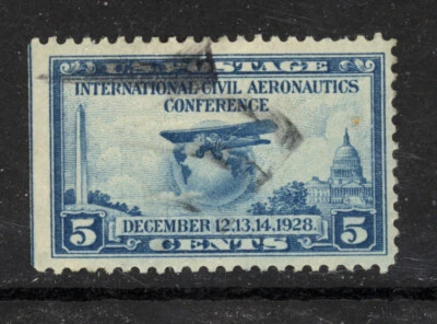 SCOTT 650 1928 5 CENT AERONAUTICS CONFERENCE ISSUE USED F-VF! - Image 1 of 2