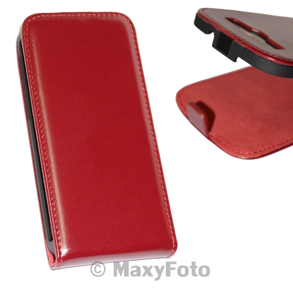 CUSTODIA PRESTIGE BOOK CASE SLIM FLIP COVER LIBRO VERTICALE  HTC DESIRE C ROSSA - Immagine 1 di 4