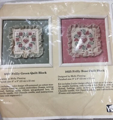 THE CREATIVE CIRCLE EMBROIDERY KIT-FRILLY ROSE QUILT BLOCK - Image 1 of 4