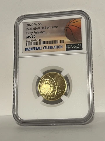 2020-W US Gold $5 Basketball Commemorative BU NGC MS70 Early Releases Cover