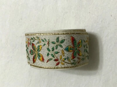 Vintage French Jacquard Embroidered Trim By The Yard 1 7/16" Wide "Flowers" - Изображение 1 из 3