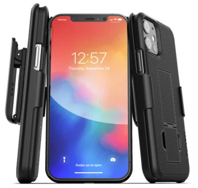 iPhone 12 Mini Belt Clip Case (2020) Slim Cover with Holster - Black - Image 1 of 4
