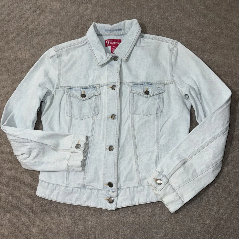 Chaqueta vaquera Traditions para mujer XL azul lavado claro denim clásica camionero motociclista Foto 1 de 4