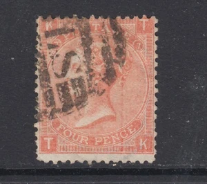 Great Britain Sc 43a used. 1865 4p dull vermilion QV, Plate 7, sound, Fine - Picture 1 of 2