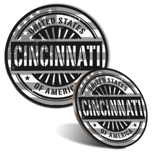 Maus Matte & Untersetzer Set - BW - USA Cincinnati Amerika Reise #40707 - Bild 1 von 8