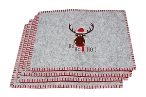 Juego de 4 manteles/juegos de mesa colchonetas reno fieltro GRIS HOHO Navidad  - Imagen 1 de 8