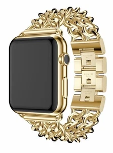 24K Gold Plated 42MM Apple Watch Series 2 Stainless Steel Case Gold Links Band - Picture 1 of 9