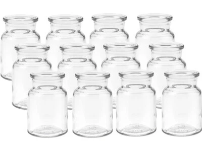 12 Mini Glasvasen 9cm Deko Blumen Vase Flasche Hochzeit klein Väschen Set Rund - Bild 1 von 3