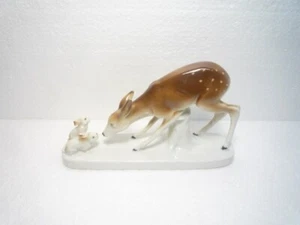 ANTIKER HIRSCH MIT HASE PORZELLAN FIGUR SCHEIDIG DEUTSCHLAND 1906 - 1935 - Bild 1 von 10