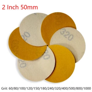 2 Inch 50mm Yellow Sanding Discs Hook and Loop Sandpaper Pads Grit 60 - 1000 - Picture 1 of 6