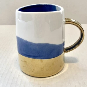 Anthropologie GOLD GETAUCHT Tamatoa KAFFEETASSE TEETASSE - WEISS, BLAU, GOLD - Bild 1 von 10