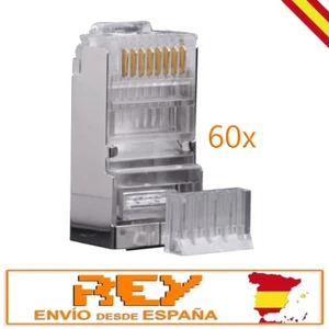 60x Fichas Conectores Ethernet RJ45 Blindados Red Revestida con Guia v23 + v282 - Imagen 1 de 7