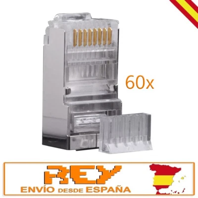 60x Fichas Conectores Ethernet RJ45 Blindados Red Revestida con Guia v23 + v282 - Imagen 1 de 4