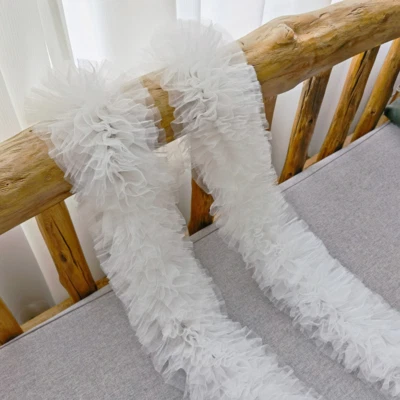 1M DIY Ruffle Lace Mesh Trimming Fabric Edging Pleated Lolita Dress Skirt Sewing - Image 1 of 4