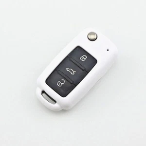 ABS PLASTIC PROTECTIVE CASE FOR VOLKSWAGEN SKODA 3 BUTTON KEY FLIP FOB MRK 6 Wht - Picture 1 of 8