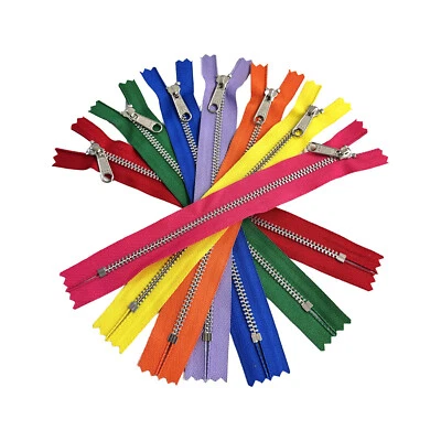 7 piezas YKK 9" cremallera metálica 4,5s aluminio tirón largo (sin bloqueo) deslizador extremo cerrado Foto 1 de 4