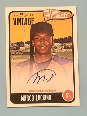 2020 Onyx Vintage Marco Luciano Auto /200 VAML San Francisco Giants Prospect - Image 1 of 2