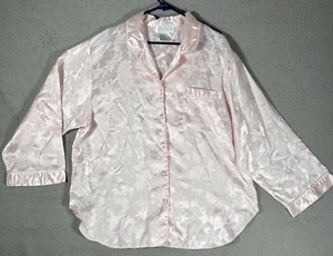 Collette By Miss Elaine Damen Gr. XL Satin Jacquard Pyjama Oberteil Blush Pink - Bild 1 von 12