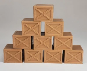 10er-Pack - Nenngröße H0 Holz braune Kisten Box unfertige Menge Walthers Herpa Promotex - Bild 1 von 9