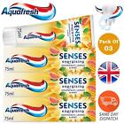 Aquafresh Senses Toothpaste Energising Grapefruit Lemon Mint 75ml Healthy Gum x3