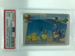 PSA 9 MINT Pokemon Japanese Bandai Carddass 1998 Pikch Sqrtl wrtrtl #112 - Picture 1 of 3