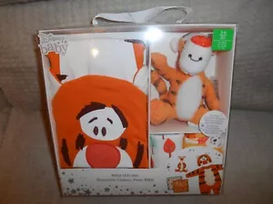 TIGGER BABY GIFT SET DISNEY STORE 4-PC SZ 3-6 MONTHS ROMPER HAT CLOTHS PLUSH NEW - Picture 1 of 6