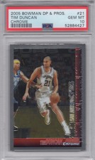 2005 Bowman Draft Picks & Prospects 21 Tim Duncan Chrome POP 3 PSA 10 Gem Mint