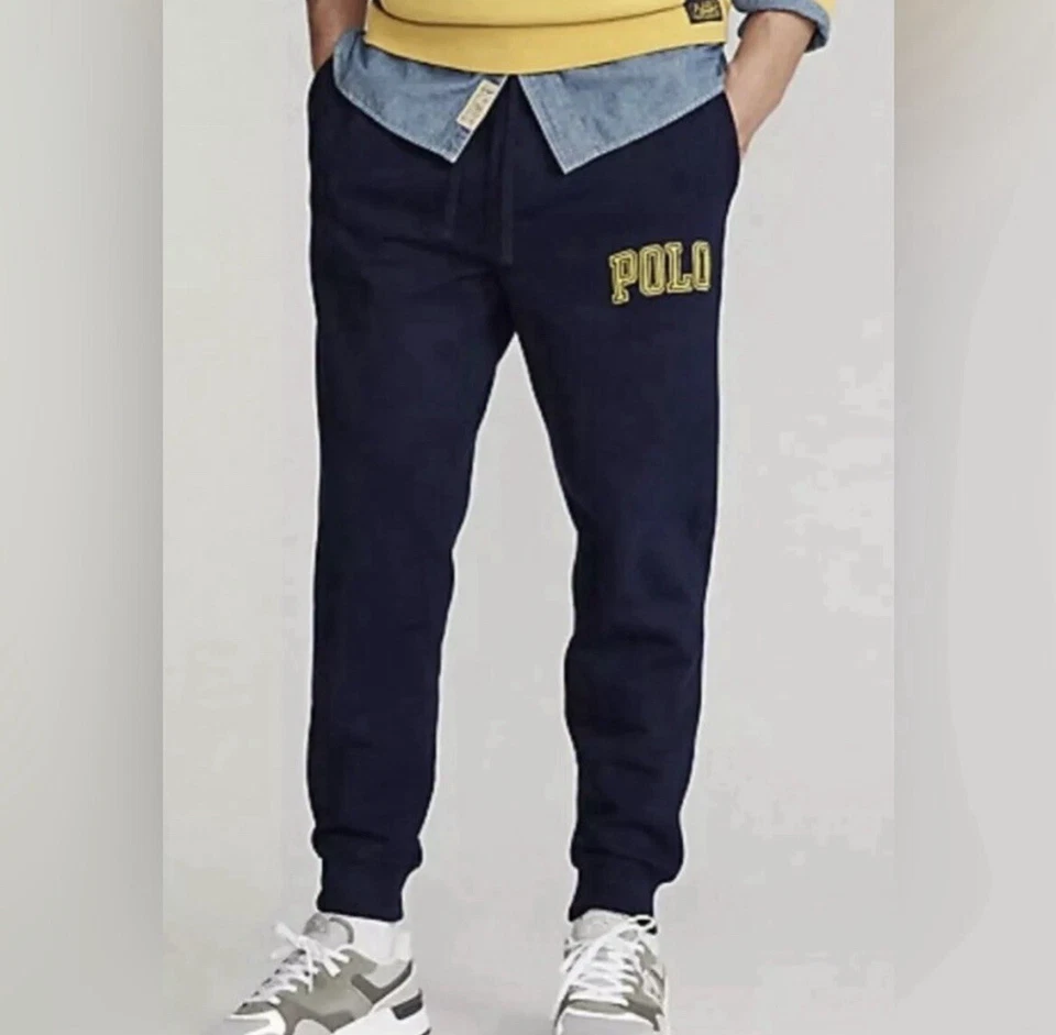 New 4XBig Polo Ralph Lauren Navy Blue Yellow Spellout Stitch In Letter Big Tall - Image 1 of 4