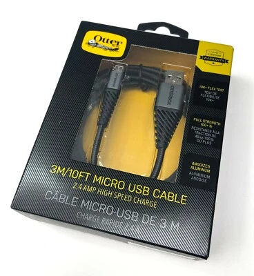 Otterbox Braided Durable Micro-USB Charge & Sync Cable / 3m / Black - Image 1 of 4