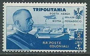 1934 TRIPOLITANIA POSTA AEREA VOLO ROMA MOGADISCIO 2 LIRE MNH ** - K116-3 - Imagen 1 de 1