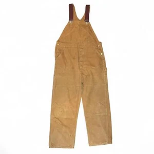 Carhartt Men's Tan Duck Carpenter Utility Double Knee Dungarees-overalls 42X29 - Picture 1 of 5