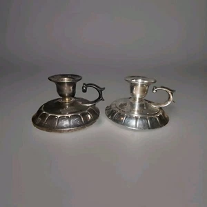 Matching Pair Of Vintage Silver Candle Stick Holders 2 Piece Set - Picture 1 of 8