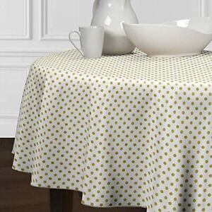 White Table Cloth With Gold Polka Dots 90 Inches