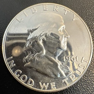 1961 Cameo PROOF Franklin Half Dollar BU/MS UNCIRCULATED 90% SILVER - Picture 1 of 3