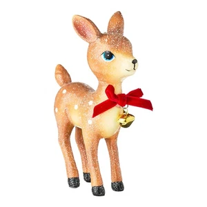 Standing Deer with Bell Christmas Tabletop Decoration, Brown, 5.31" - Picture 1 of 8