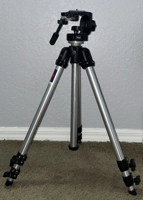 Bogen Pro Camera Tripod 3011 - 3130 Fluid Head Manfroto 128RC Pre Owned - Image 1 of 4