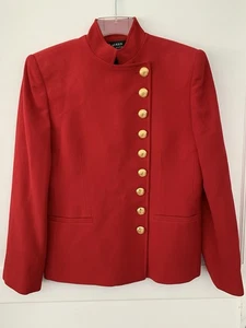 Lauren Ralph Lauren 6P Military Style Blazer Black Label Red With Gold Buttons - Picture 1 of 7