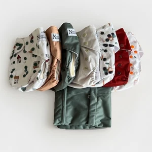 NWOT Nora's Nursery Baby On The Farm Bamboo Cloth Diapers/Inserts/Bag (7) - Picture 1 of 7