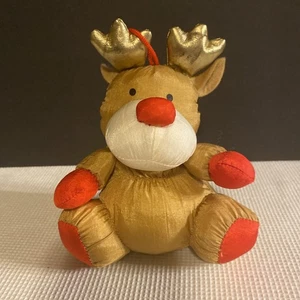 Stuffins 1993 Reindeer Christmas Ornament Plush Gold Antlers 6" Tall - Picture 1 of 7
