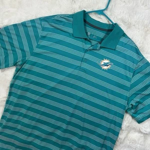 Miami Dolphins Shirt Men's XXL Nike Dri-Fit NFL On Field Teal Striped Polo - Picture 1 of 7