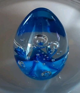 Blue Handblown Art Glass Paperweight 4" LAW FIRM MENTOR Never Stop Growing - Picture 1 of 6