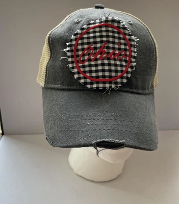 Gorra Ohio Gorra Snap Back Gris Negro Parche Guinga Camionero Malla Envejecida Para Hombres Foto 1 de 4